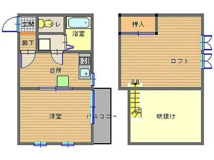 メルフィーズIII(1K/2階)の間取り写真