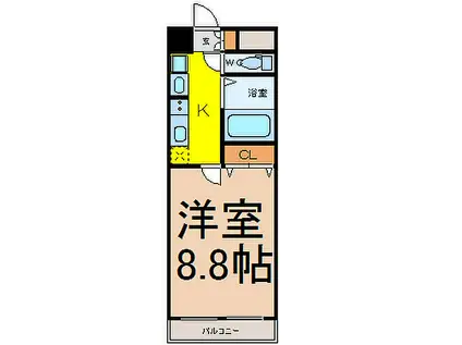 名古屋市営東山線 覚王山駅 徒歩5分 11階建 築16年(1K/8階)の間取り写真