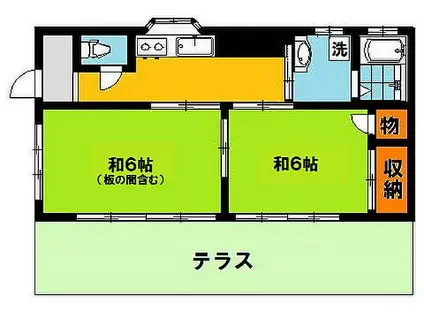 東武宇都宮線 江曽島駅 徒歩18分 1階建 築32年(2K)の間取り写真