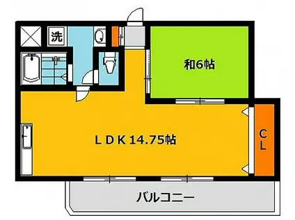 明保野レジデンス(1LDK/2階)の間取り写真