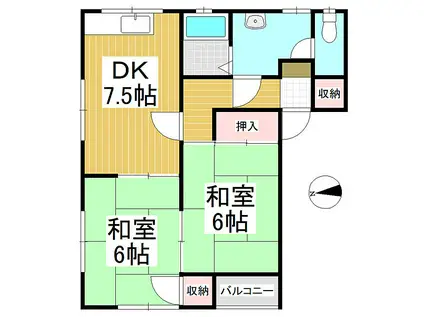 NAGAWA142(2DK/1階)の間取り写真