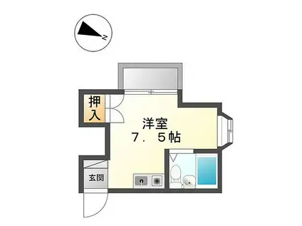 JR八高線 北八王子駅 徒歩23分 2階建 築32年(ワンルーム/2階)の間取り写真