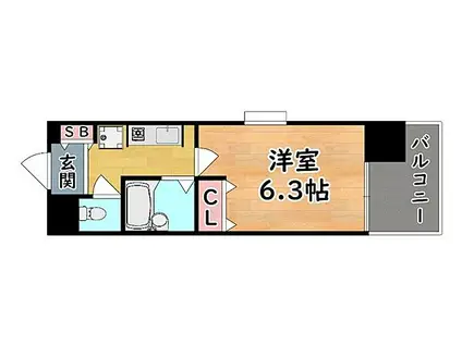 JR東海道・山陽本線 灘駅 徒歩1分 10階建 築24年(1K/7階)の間取り写真