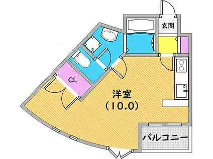 平野レジデンス(ワンルーム/2階)の間取り写真