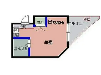 カルム山手(ワンルーム/2階)の間取り写真