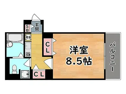 阪神本線 新在家駅 徒歩3分 4階建 築28年(1K/1階)の間取り写真