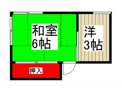稲垣荘(2R/2階)の間取り写真