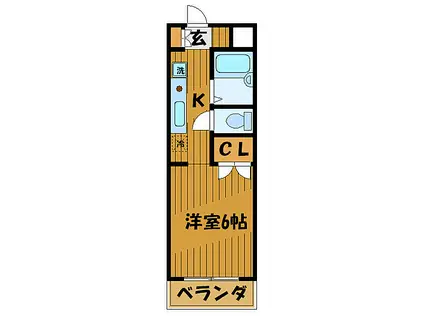 JR中央線 西国分寺駅 徒歩13分 4階建 築26年(1K/2階)の間取り写真