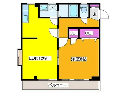 コーポラスT・K(1LDK/2階)の間取り写真