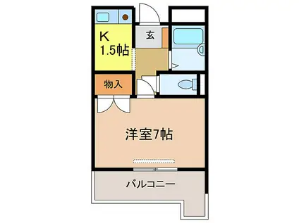 エイチ・ツー・オー河内長野(1K/4階)の間取り写真