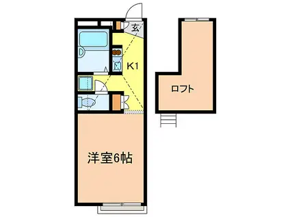 ブレシード汐ノ宮(1K/2階)の間取り写真