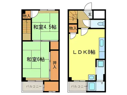 ビレッジハウス加賀田 2号棟(2LDK/1階)の間取り写真