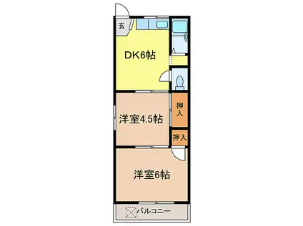 狭山桜台マンション(2DK/4階)の間取り写真