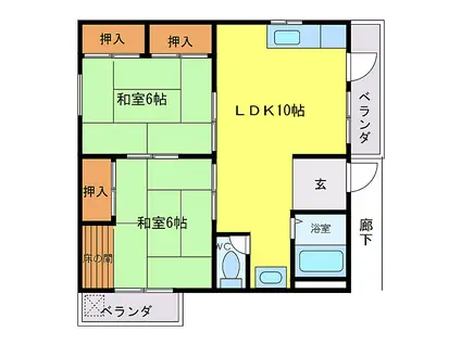 はまゆう物産株式会社(2LDK/2階)の間取り写真