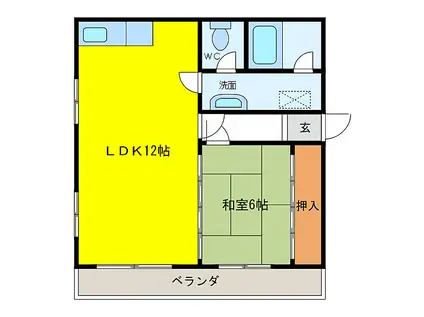 小松里マンション(1LDK/4階)の間取り写真
