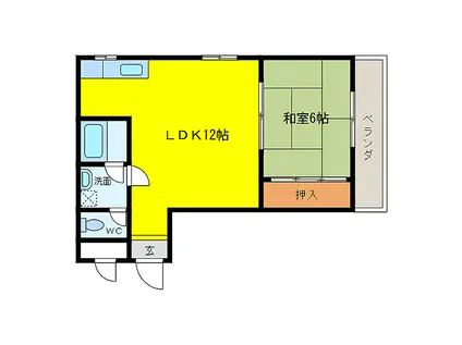 小松里マンション(1LDK/2階)の間取り写真