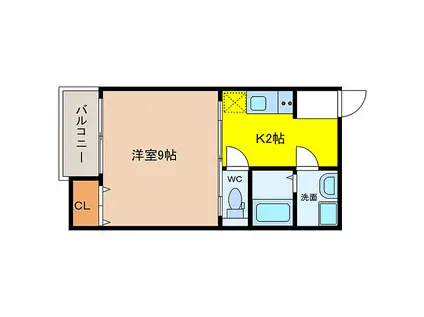 FELIZ北助松(1K/3階)の間取り写真