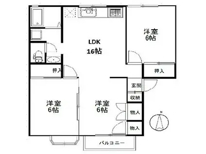 タウンアローズ68(2LDK/2階)の間取り写真