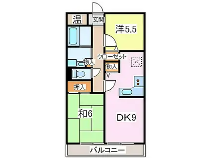 木更津星の街(2DK/3階)の間取り写真