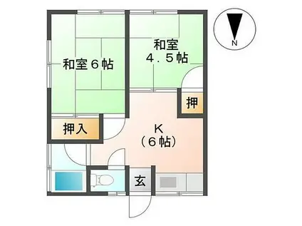 秋本ハイツB(2DK/1階)の間取り写真