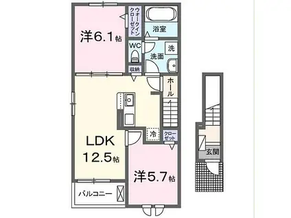 ヒカルサ富津II(2LDK/2階)の間取り写真