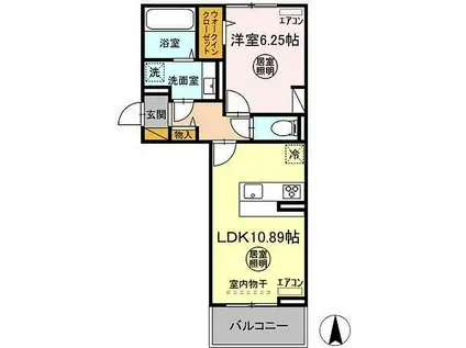 JR内房線 袖ケ浦駅 徒歩11分 3階建 新築(1LDK/2階)の間取り写真