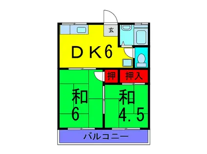 第二タウンコーポ浅田(2DK/2階)の間取り写真