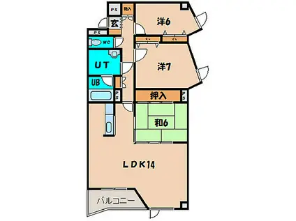 メゾンパティオ富岡(3LDK/4階)の間取り写真