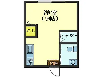 赤とんぼ(ワンルーム/2階)の間取り写真