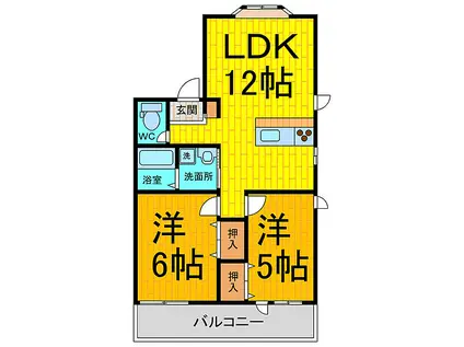 コーポカモミール(2LDK/1階)の間取り写真