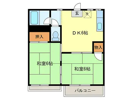 沼田アパート(2DK/2階)の間取り写真