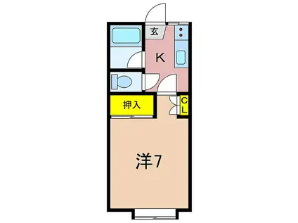 野島ハイツII(1K/1階)の間取り写真