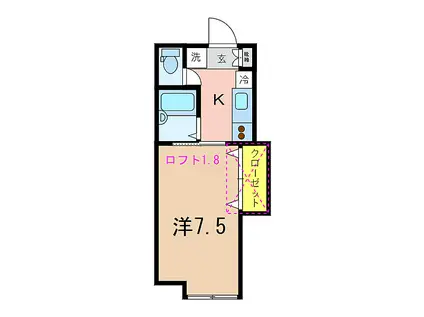 ハイツシーガル(1K/2階)の間取り写真