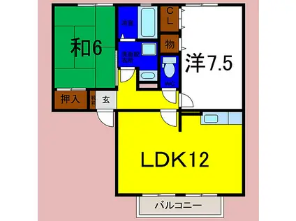 サンメイユウIIB(2LDK/2階)の間取り写真