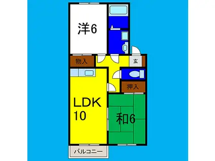 セジュール濱田III(2LDK/2階)の間取り写真
