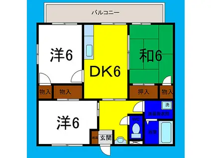 エクセレントコンフォール(3DK/1階)の間取り写真