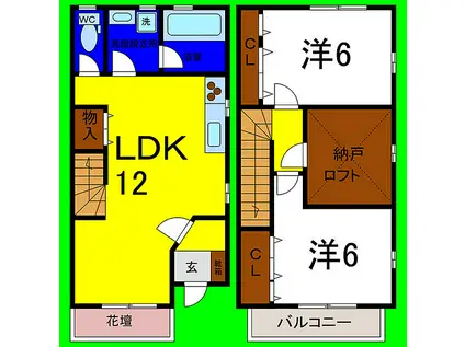 れんがでつくったうーの家(2SLDK/1階)の間取り写真