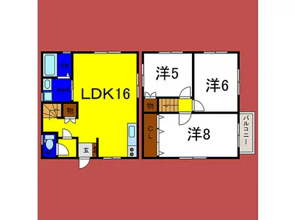 JR高徳線 阿波川端駅 徒歩25分 2階建 築16年(3LDK)の間取り写真
