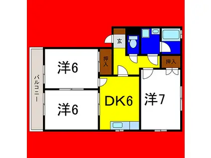 ヤマイチ館(3DK/1階)の間取り写真