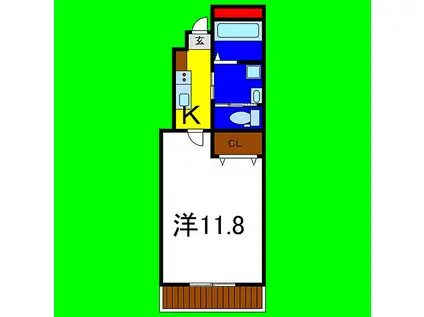 ピース・カレイドA棟(1K/1階)の間取り写真