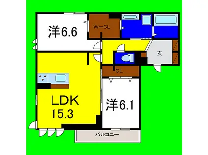 アーネスト安宅(2LDK/1階)の間取り写真