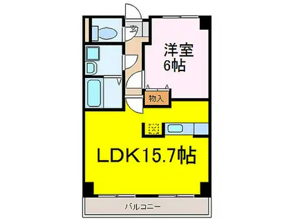 ウエストコート(1LDK/9階)の間取り写真