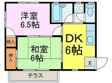 JR東北本線 古河駅 徒歩23分 2階建 築32年(2DK/1階)の間取り写真