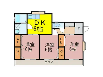 JR東北本線 古河駅 徒歩22分 2階建 築32年(3DK/1階)の間取り写真