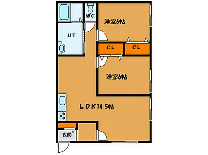 JR函館本線 新函館北斗駅 徒歩13分 2階建 築12年(2LDK/1階)の間取り写真