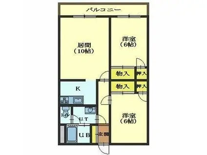 カメーリアII(2LDK/3階)の間取り写真