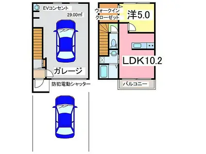 JR内房線 五井駅 徒歩28分 2階建 築2年(1LDK/1階)の間取り写真