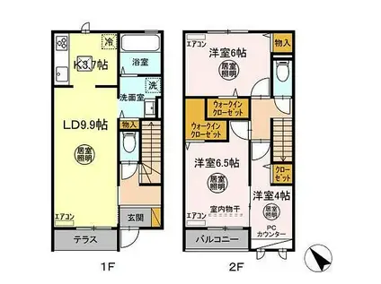 JR内房線 八幡宿駅 徒歩21分 2階建 築1年(3LDK/1階)の間取り写真