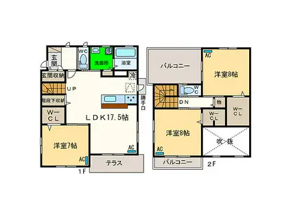 JR牟岐線 二軒屋駅 徒歩3分 2階建 築6年(3LDK)の間取り写真