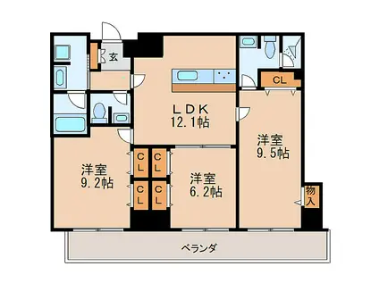 さくらHILLS NISHIKI PLATINUM RESI(3LDK/13階)の間取り写真